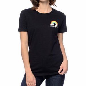A-Lab Womens Grumpy Rainbow Black T-Shirt New